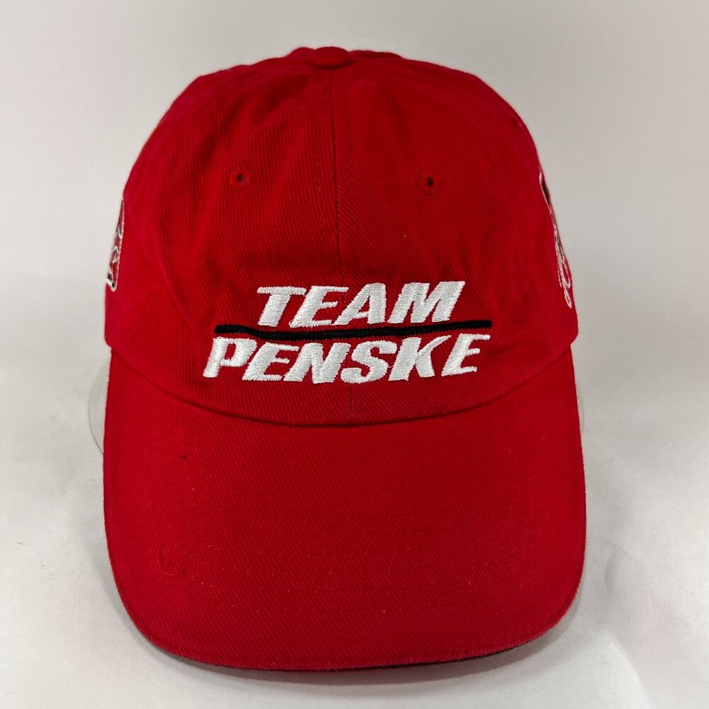 Team Penske Racing Strap Back Cap Hat Indy Car Trucker Red Trucking Logo Mens
